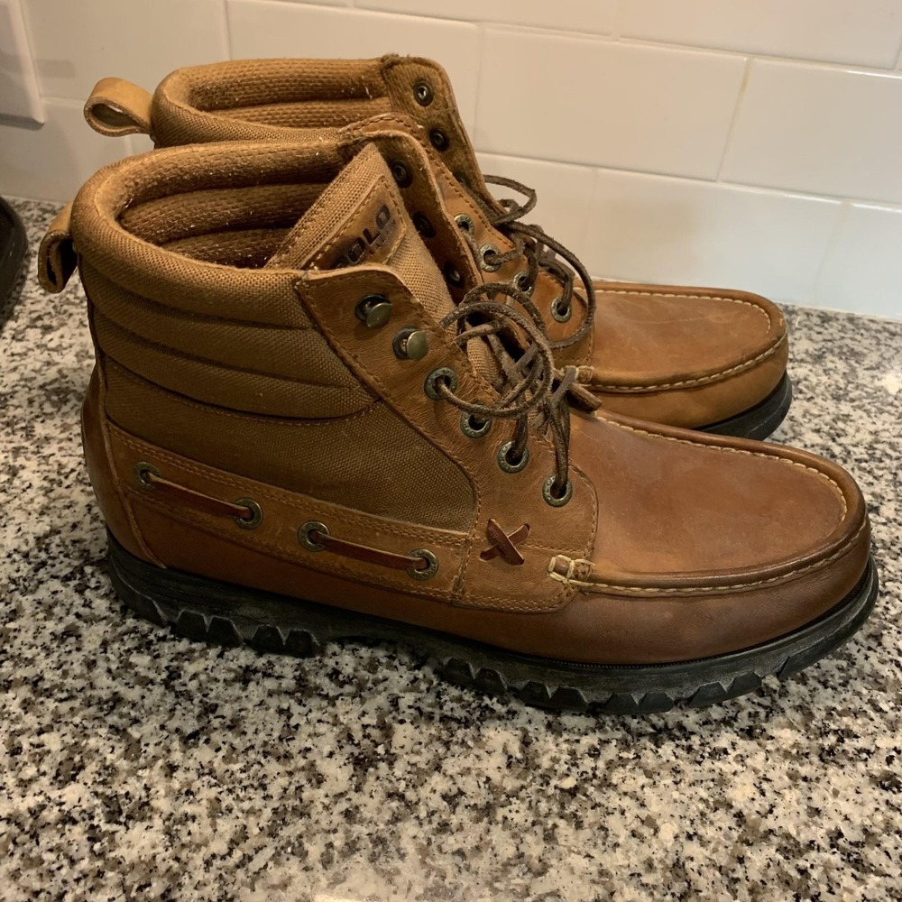 Polo Ralph Lauren Boots Mens Size 13 D Leather Combat Hiking MC4852 Ranger Moc - Picture 6 of 13